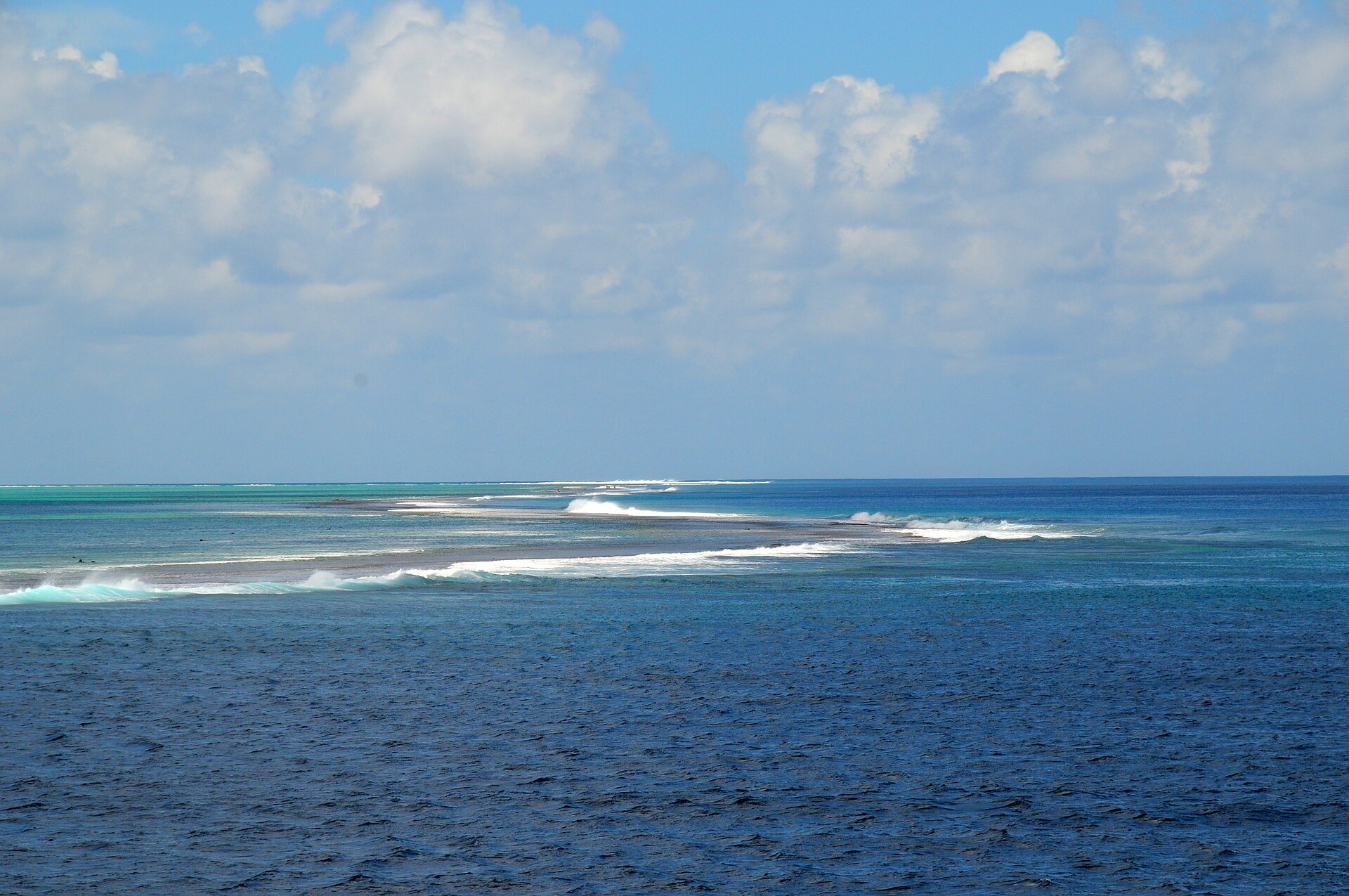 Approaching Huahine's reef pass from the sea