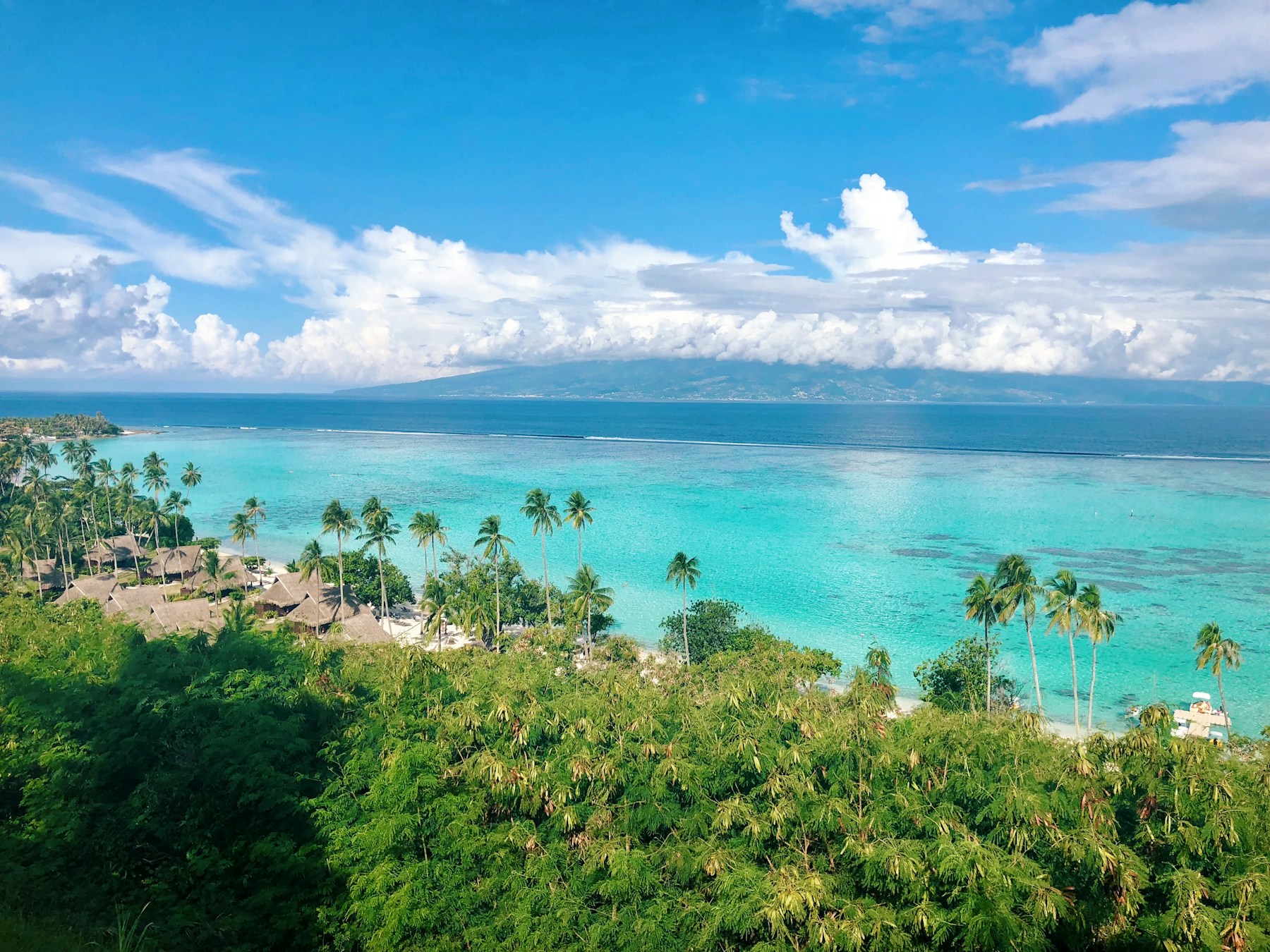 Moorea’s green mountains beyond the water