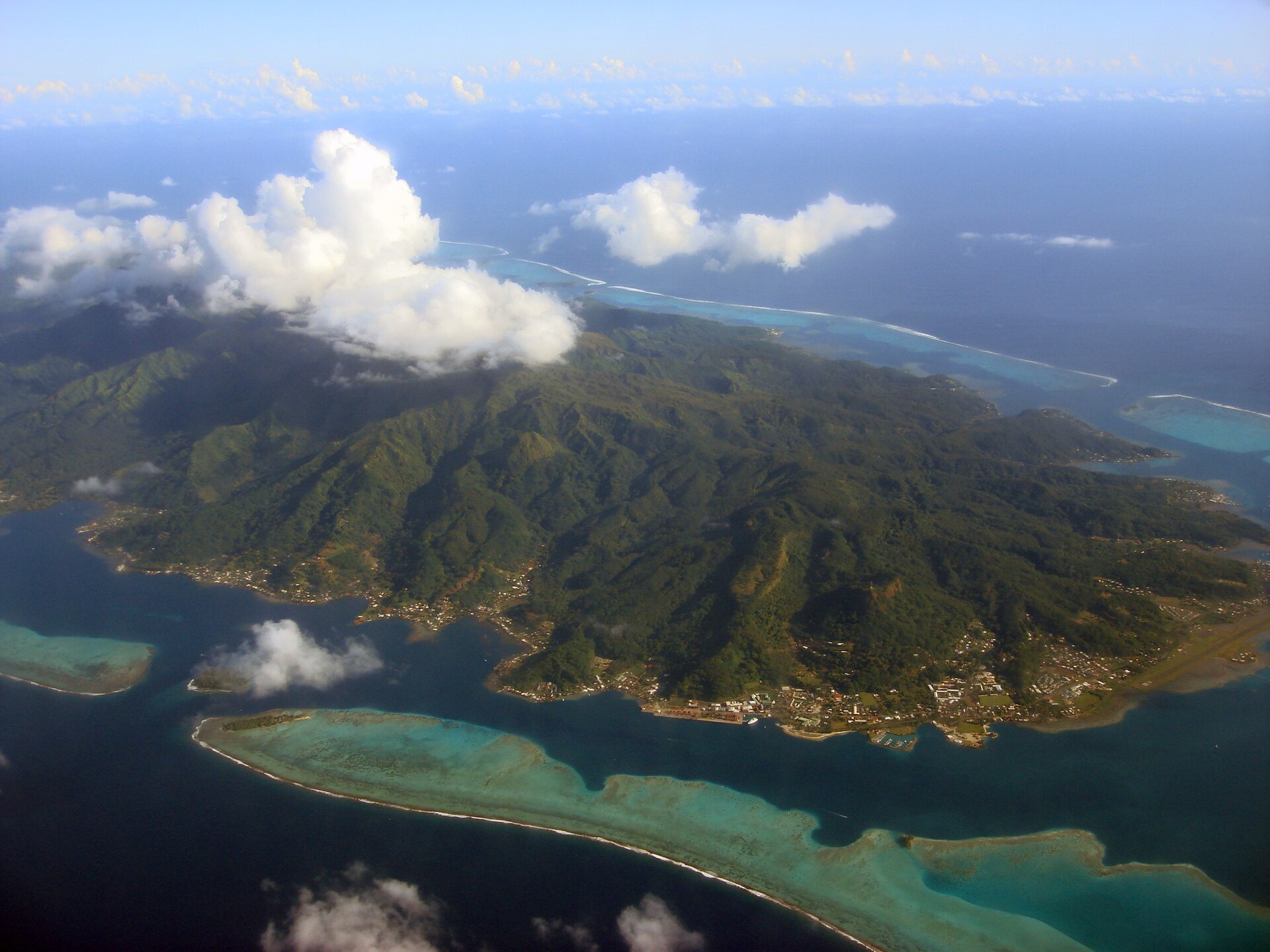 Raiatea seen from a plane window