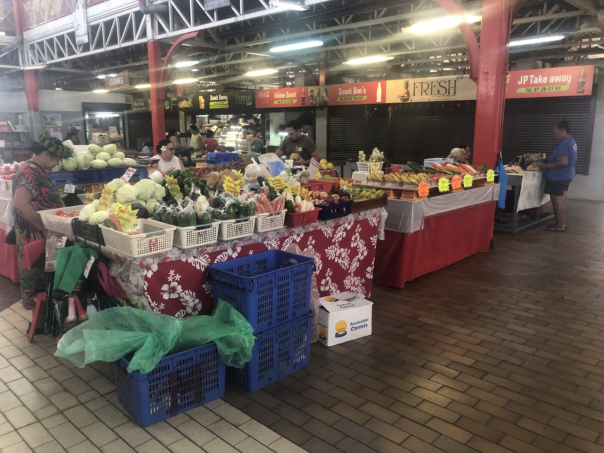 Produce stalls at a Tahitian market